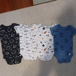 Gerber Space-Themed Bodysuits Set - Black, White, Blue